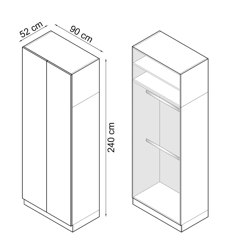 SLEEP VARIA spinta su kabykla 90 – baltos blizgios spalvos - Image 4