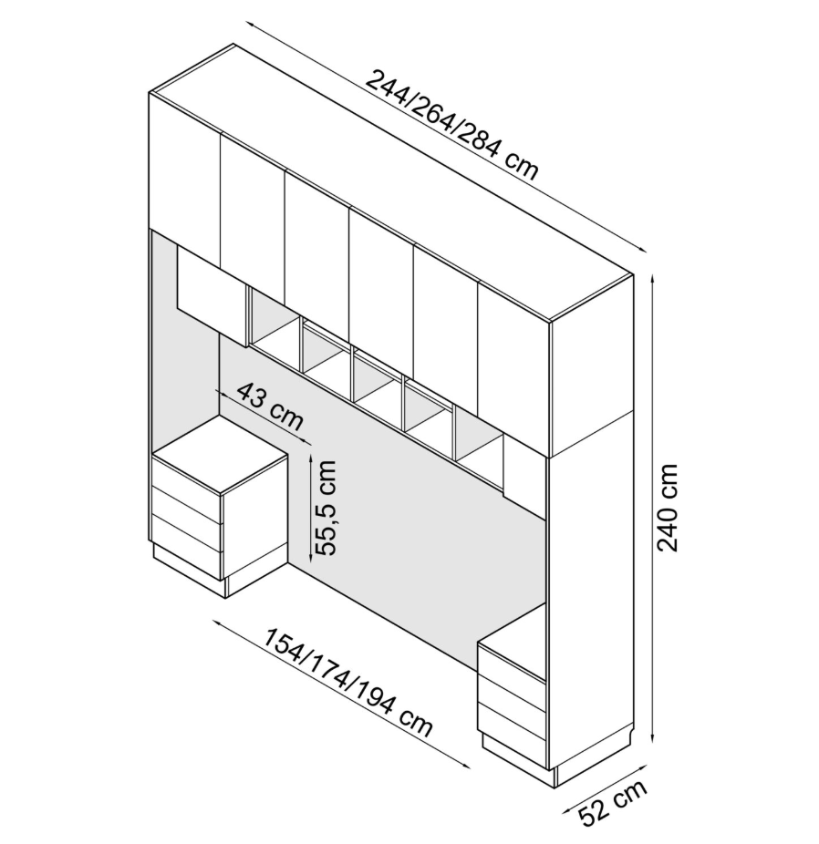 SLEEP VARIA lovos rėmas su naktiniais staliukais – matinės baltos spalvos - Image 3