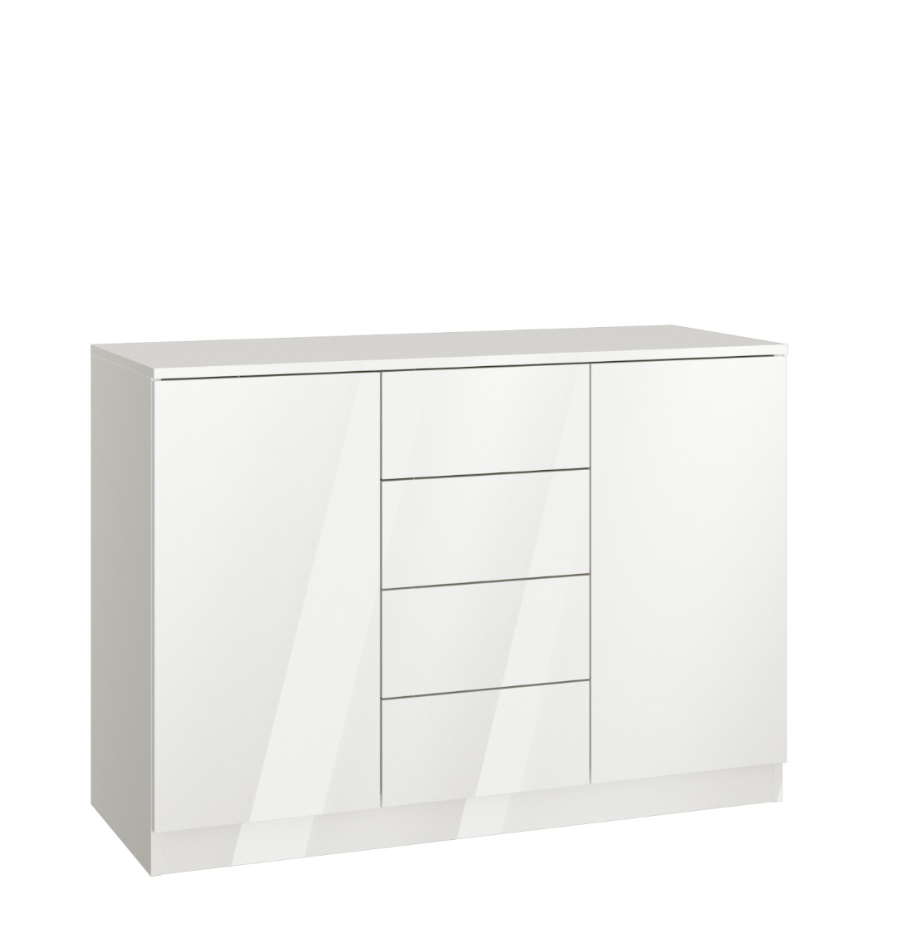 SLEEP VARIA komoda 120 – baltos blizgios spalvos