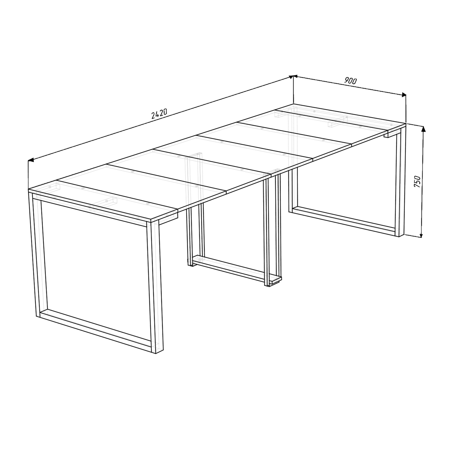Išskleidžiamas Stalas "Midi" 40-300cm - Image 19